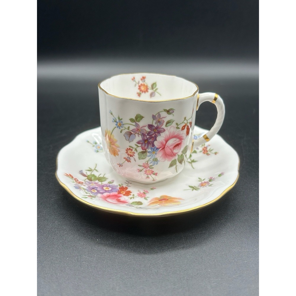 Royal Crown DERBY POSIES Teacup & Saucer English Bone China Various Flowers Gold